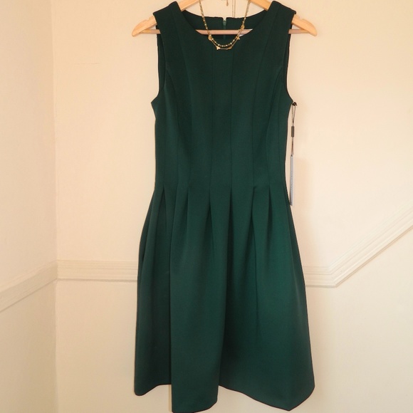 Calvin Klein Scuba Fit & Flare Pleated Dress - Picture 4 of 4